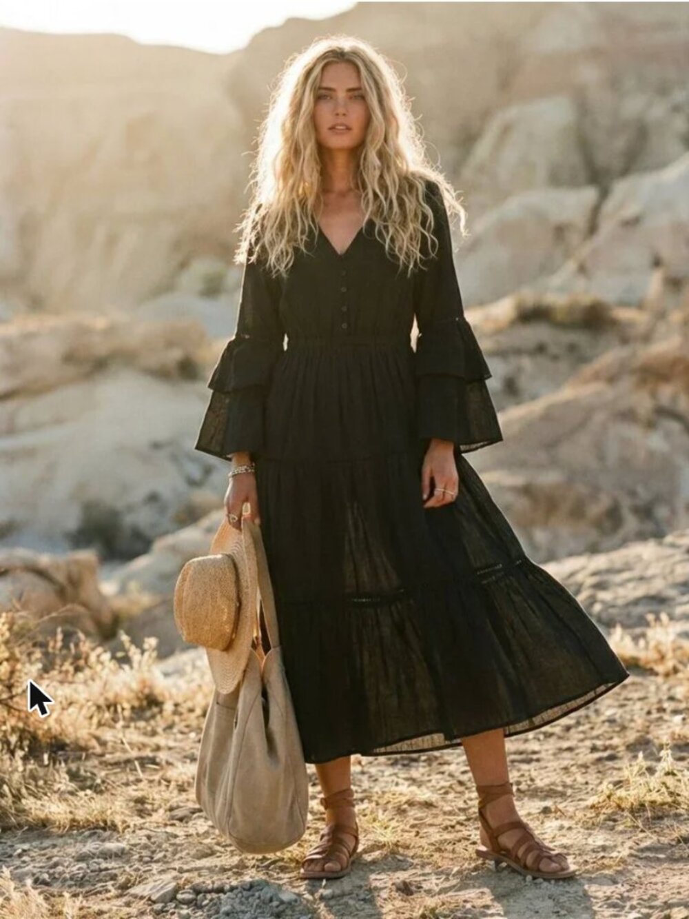 Lost + Wander Chasing the Moonlight Midi Black Classic Dress SMALL Nordstrom